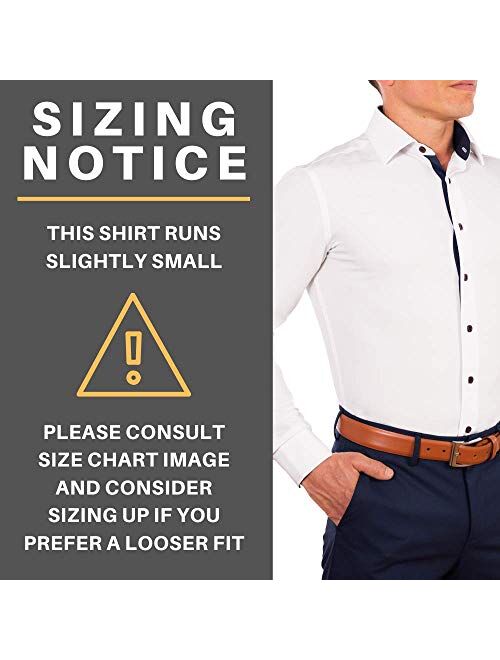 CC Performance Stretch Slim Fit Dress Shirts for Men | Wrinkle Resistant Long Sleeve Button Up Mens Dress Shirts