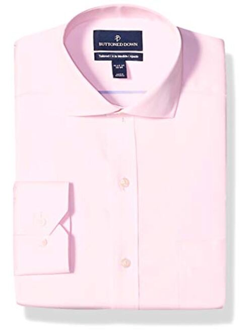 Amazon Brand - Buttoned Down Men's Tailored Fit Cutaway-Collar Solid Pinpoint Dress Shirt, Supima Cotton Non-Iron