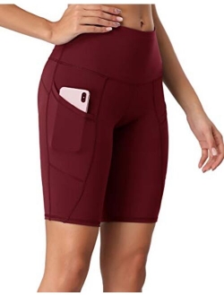 Oalka Women's Short Yoga Side Pockets High Waist Workout Running Shorts