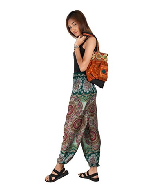 Joob Joob Women's Comfy Bohemian Tapered Elephant Harem Loose Yoga Travel Pajama Lounge Pants