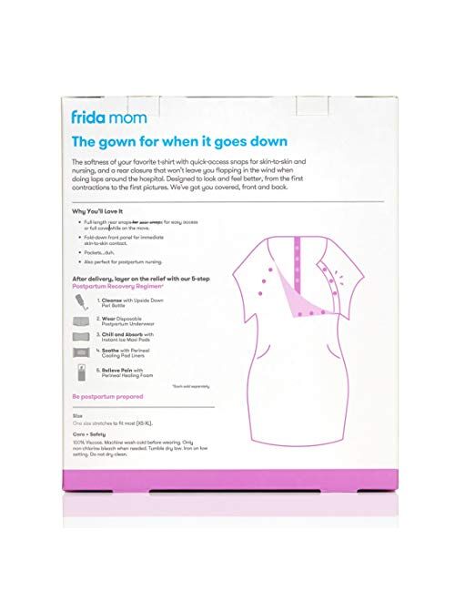 Frida Mom Delivery and Nursing Gown | Easy-Snap, Tagless, Skin-to-Skin Access for Nursing and Full Coverage in The Back