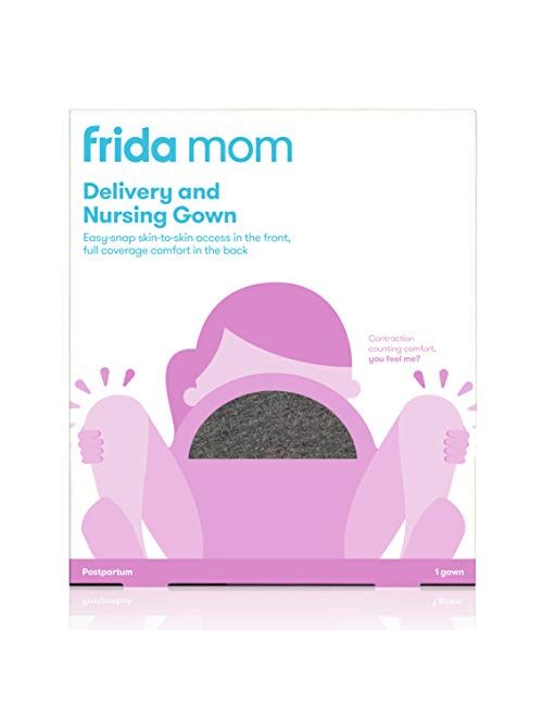 Frida Mom Delivery and Nursing Gown | Easy-Snap, Tagless, Skin-to-Skin Access for Nursing and Full Coverage in The Back