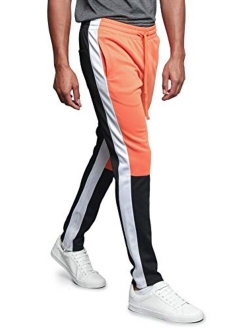 G-Style USA Men's Side Stripe Ankle Zip Drawstring Premium Trackpants