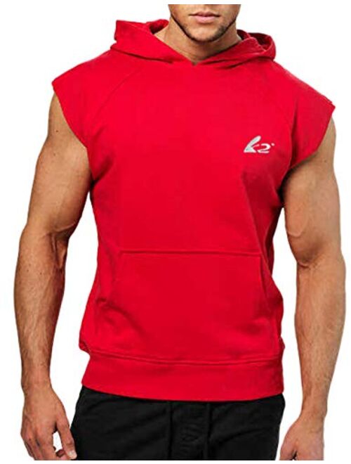 PAIZH Men's Bodybuilding Sleveless Hoodies Gym Workout Hooded Tank Tops