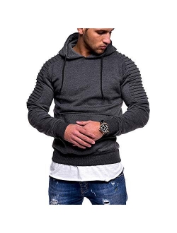 Yangxinyuan Men's Hoodies Slim Fit Long Sleeve Pullover Sweater Solid Color Top