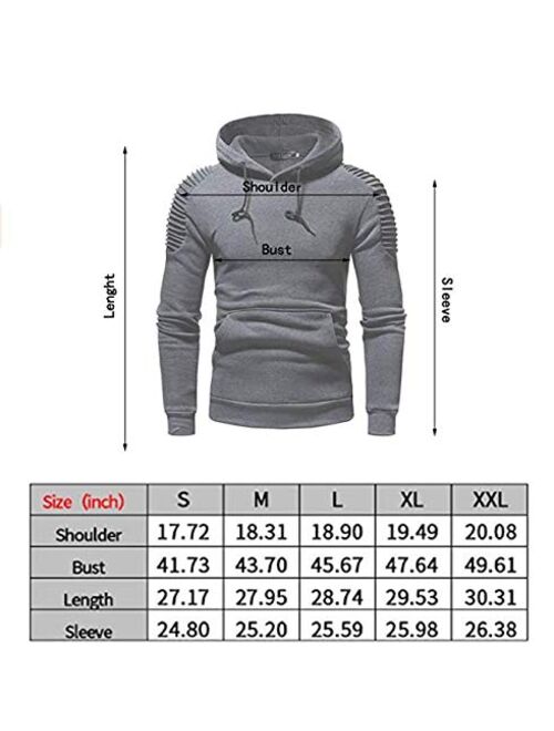 Yangxinyuan Men's Hoodies Slim Fit Long Sleeve Pullover Sweater Solid Color Top