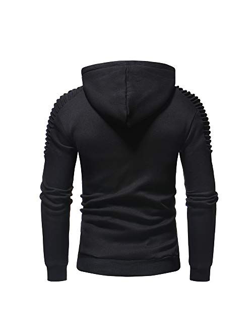 Yangxinyuan Men's Hoodies Slim Fit Long Sleeve Pullover Sweater Solid Color Top