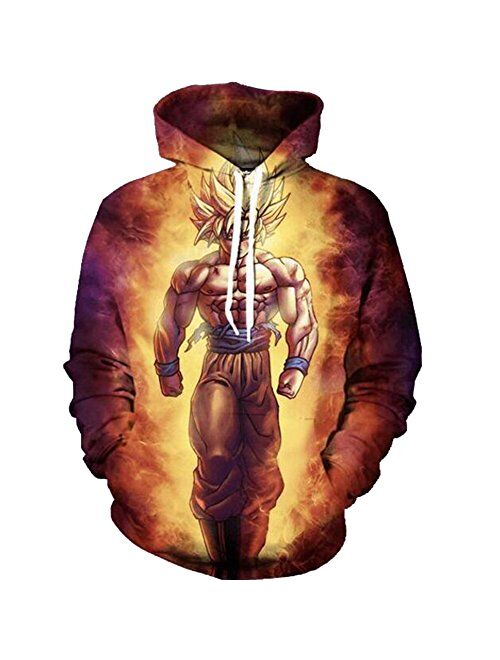 Yangxinyuan Unisex Hoodies Dragon Ball Z Goku 3D Print Pullover Sportswear Sweatshirt Tops