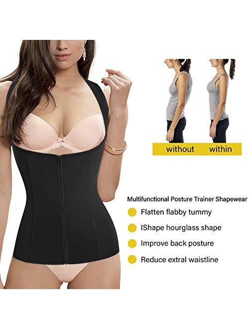 Women Back Braces Posture Corrector Waist Trainer Vest Tummy Control Body Shaper for Spinal Neck Shoulder and Upper Back Support