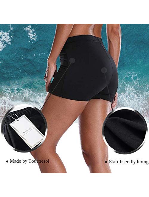 Tournesol Women's Swim Shorts High Waist Boy Shorts Boardshorts Beach Bikini Tankini Swimwear Boy Leg Bottoms