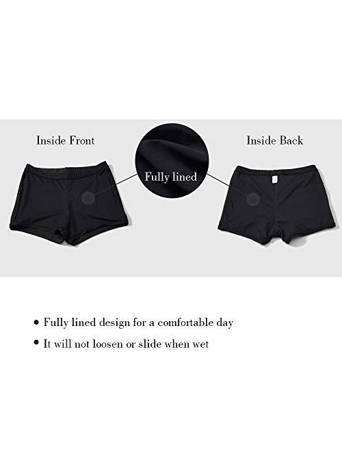 Tournesol Women's Swim Shorts High Waist Boy Shorts Boardshorts Beach Bikini Tankini Swimwear Boy Leg Bottoms