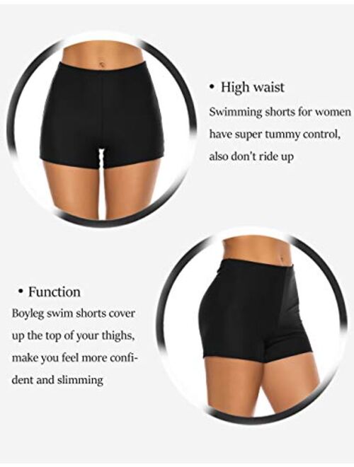 Tournesol Women's Swim Shorts High Waist Boy Shorts Boardshorts Beach Bikini Tankini Swimwear Boy Leg Bottoms