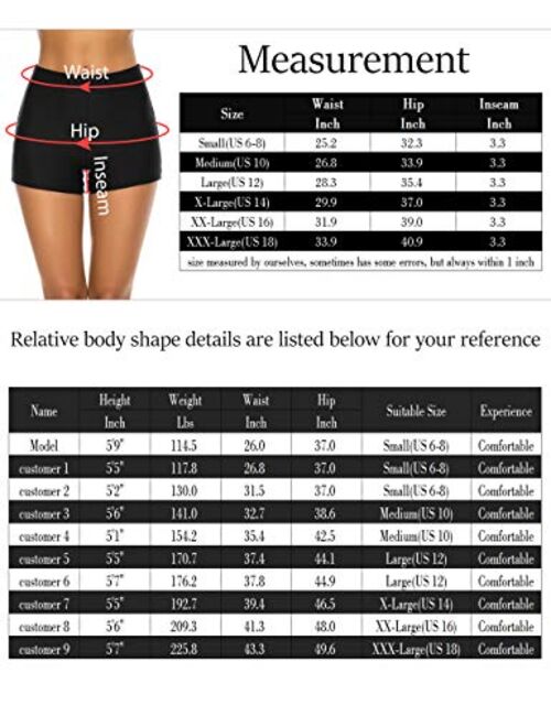 Tournesol Women's Swim Shorts High Waist Boy Shorts Boardshorts Beach Bikini Tankini Swimwear Boy Leg Bottoms