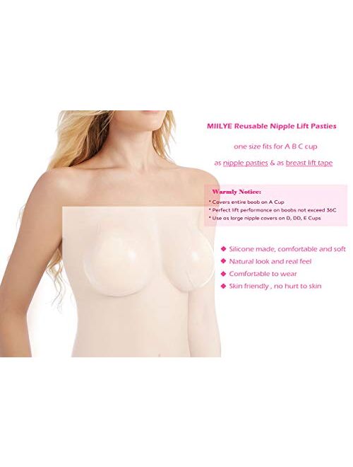 Buy MIILYE Breast Lift up Pasties Nipple Covers Reusable Strapless  Invisible Silicone Adhesive Bra for Cup A B C online