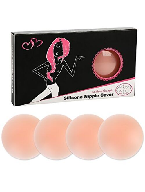 2 Pairs Pasties for Women Nipple Covers Reusable Adhesive Silicone Covers Round Pasties