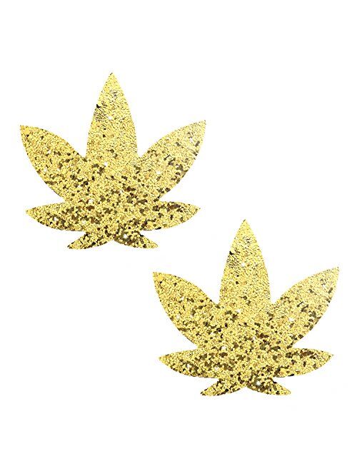 Neva Nude Dope AF Weed Leaf Nipztix Pasties Nipple Covers, Medical Grade Adhesive, Waterproof, Made in USA