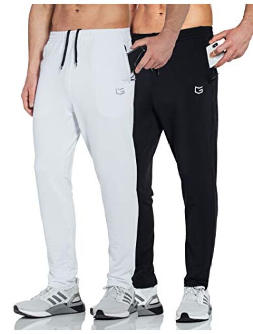 G Gradual Men's Sweatpants with Zipper Pockets Tapered Track Athletic Pants for Men Running, Exercise, Workout