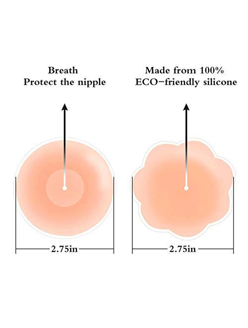 NippleCovers, Silicone Nippleless Cover Reusable Adhesive Bra Breast Pasties (5 Pairs Round)