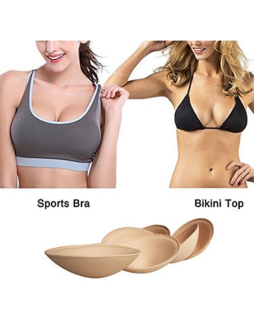 TopBine 3 pairs Round Soft Bra Inserts Pads Removable Sport Bra Cups inserts Mastectomy Bra Inserts For Bikini Top Swimsuit