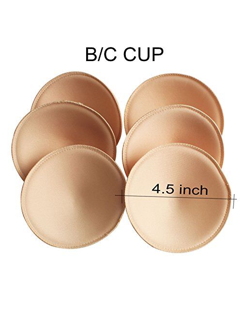 TopBine 3 pairs Round Soft Bra Inserts Pads Removable Sport Bra Cups inserts Mastectomy Bra Inserts For Bikini Top Swimsuit