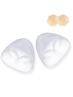 Niidor Silicone Bra Inserts, Clear V-Shaped Breast Enhancers Waterproof Bra Push Up Pads for Bikini Swimsuit