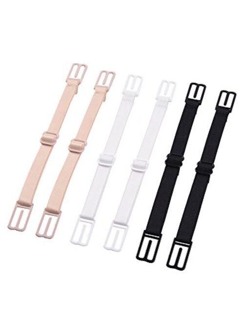 eBoot 6 Piece Bra Strap Clips Elastic Non-slip Strap Holder, Black, Beige, White