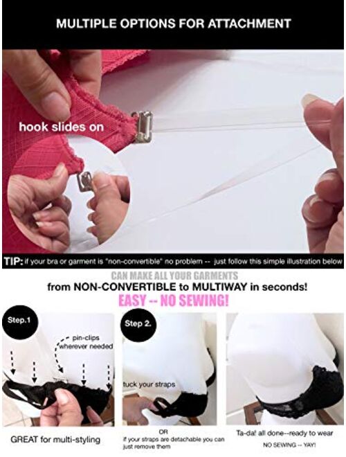 No Sew, No Slip - Clear Bra Straps, Ultra Support, Multiway, by PIN STRAPS