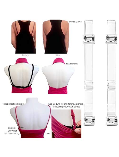 No Sew, No Slip - Clear Bra Straps, Ultra Support, Multiway, by PIN STRAPS