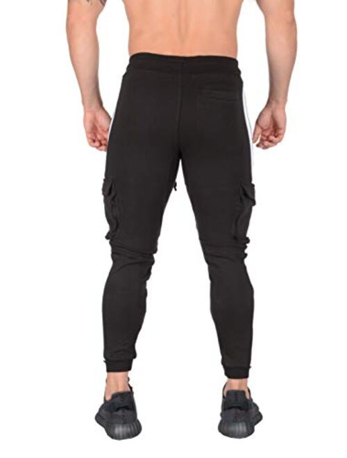 YoungLA Cargo Joggers Men Skinny Tapered Sweatpants Slim Gym Pants 210