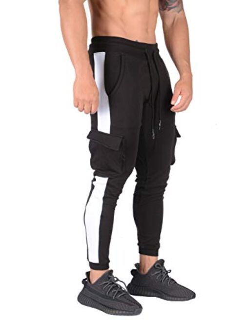 YoungLA Cargo Joggers Men Skinny Tapered Sweatpants Slim Gym Pants 210