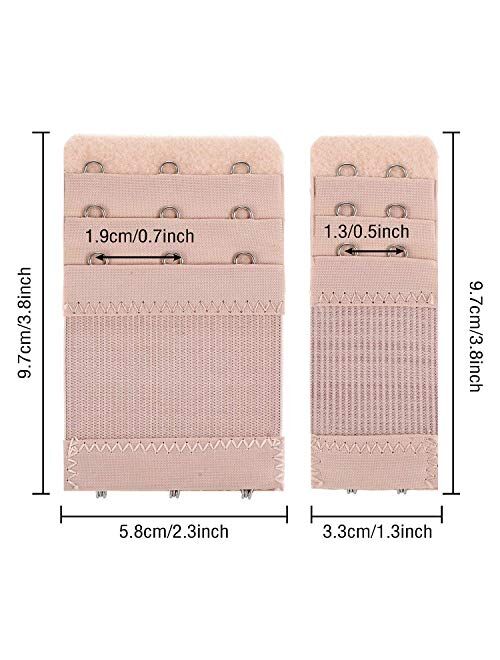 Bememo 6 Pieces Women's Bra Extenders Elastic Stretchy Bra Extension Strap, 3 Rows x 3 Hooks, 3 Rows x 2 Hooks (3 Rows x 3 Hooks, 3 Rows x 2 Hooks, Color Set 1)