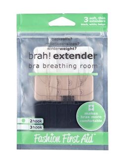 Fashion First Aid Brah! Extender: Bra Band Extension, 3 Pack (White, Beige, Black) - Holiday Weight Gain