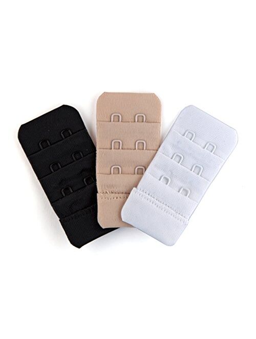 Fashion First Aid Brah! Extender: Bra Band Extension, 3 Pack (White, Beige, Black) - Holiday Weight Gain