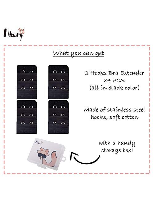 Haley Party Bra Extender 2 Hook Bra Strap Extender Bra Extensions (4 Pcs-Pack)