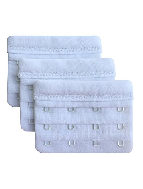 Chanie Women Pack of 3 Soft Comfortable 4 Hooks Bra Extender,2.4"x 3.0"