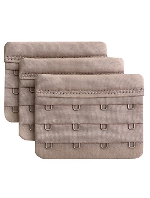 Chanie Women Pack of 3 Soft Comfortable 4 Hooks Bra Extender,2.4"x 3.0"