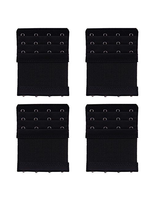 Senkary 4 Pieces Bra Extenders 4 Hooks 3 Rows Elastic Bra Strap Extension for Women