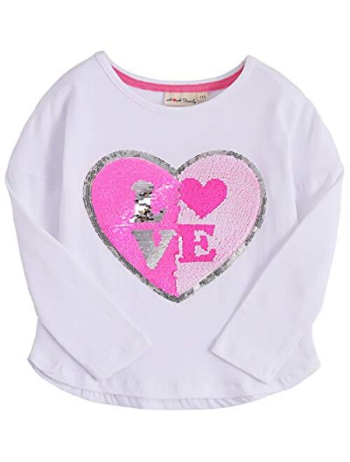 HH Family Glitter Flip Sequin Girl's T-Shirt Top Short/Long Sleeve, Fleece Jacket, Leggings 3-14 Years