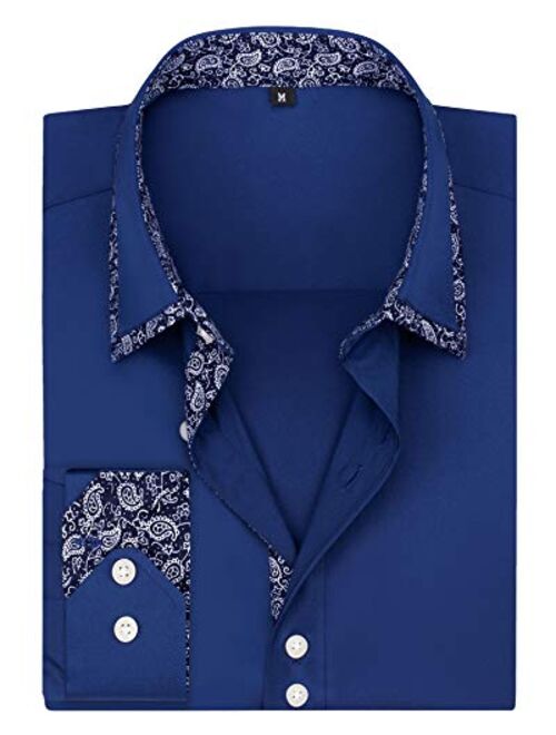 J.VER Mens Dress Shirts Long Sleeve Regular Fit Casual Button Down Shirt Elastic