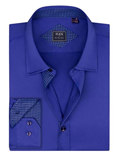 J.VER Mens Dress Shirts Long Sleeve Regular Fit Casual Button Down Shirt Elastic