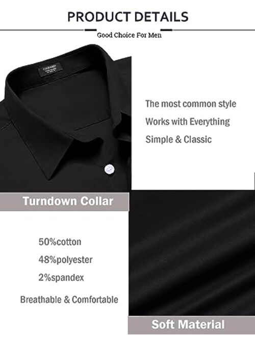 COOFANDY Men's Fitted Dress Shirts Long Sleeve Summer Lightweight Button Down  Shirt Black : : Clothing, Shoes & Accessories