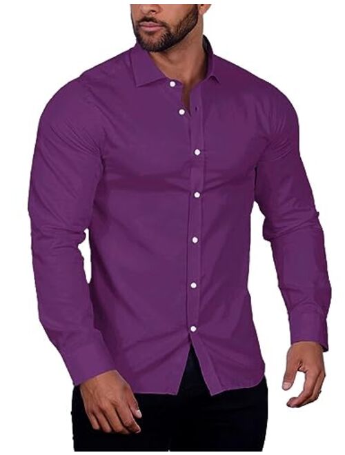 COOFANDY Men's Muscle Fit Untucked Shirts Fashion Dress Shirt Long Sleeve Casual Button Down Shirt