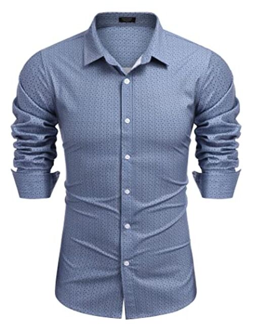 COOFANDY Men's Muscle Fit Untucked Shirts Fashion Dress Shirt Long Sleeve Casual Button Down Shirt