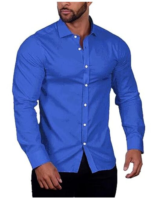 COOFANDY Men's Muscle Fit Untucked Shirts Fashion Dress Shirt Long Sleeve Casual Button Down Shirt