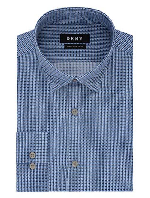 DKNY Men's Dress Shirt Slim Fit Stretch Check