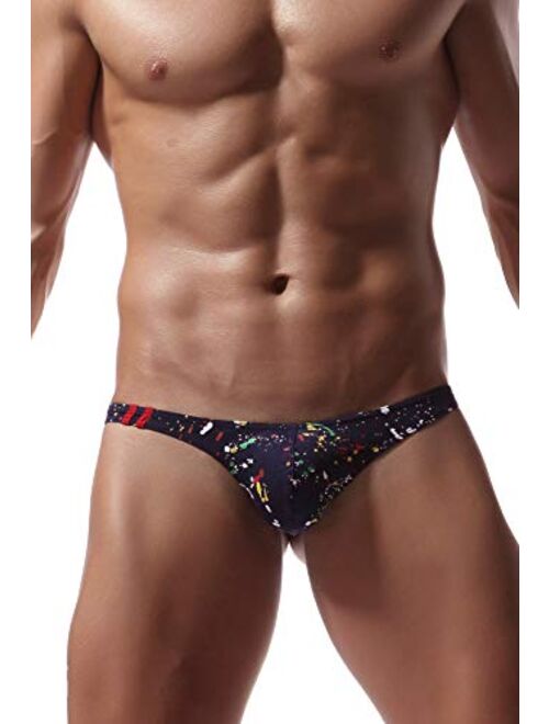 Newsywell Mens T-Back Thongs Cotton Low Rise Bikini Briefs Underwear