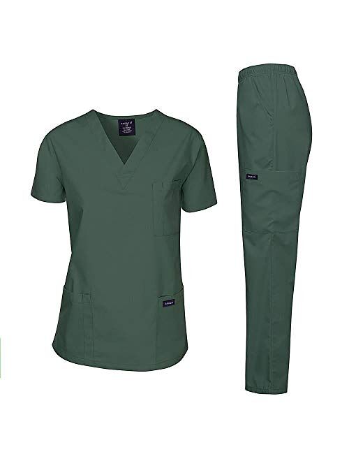 Dagacci Scrubs Medical Uniform Women and Man Scrubs Set Medical Scrubs Top and Pants