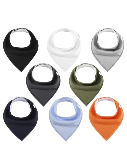 Baby Bibs 8 Pack Soft and Absorbent for Boys & Girls - Baby Bandana Drool Bibs