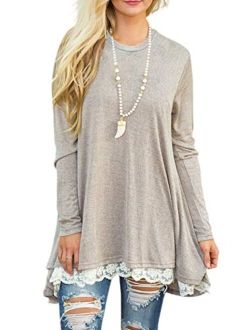 Sanifer Women Lace Long Sleeve Tunic Top Blouse