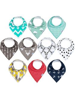 10-Pack Baby Bandana Bibs Baby Drool Bibs